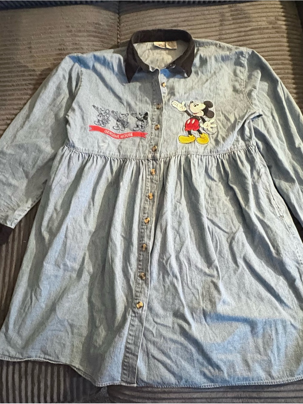 Vintage Disney Women’s Mickey Denim Shirt Dress